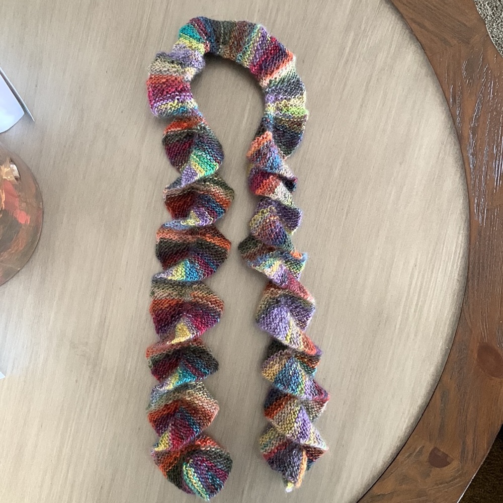 Handknit Spiral Scarf Knitted Berroco Millefiori Yarn HandMade Multi Color